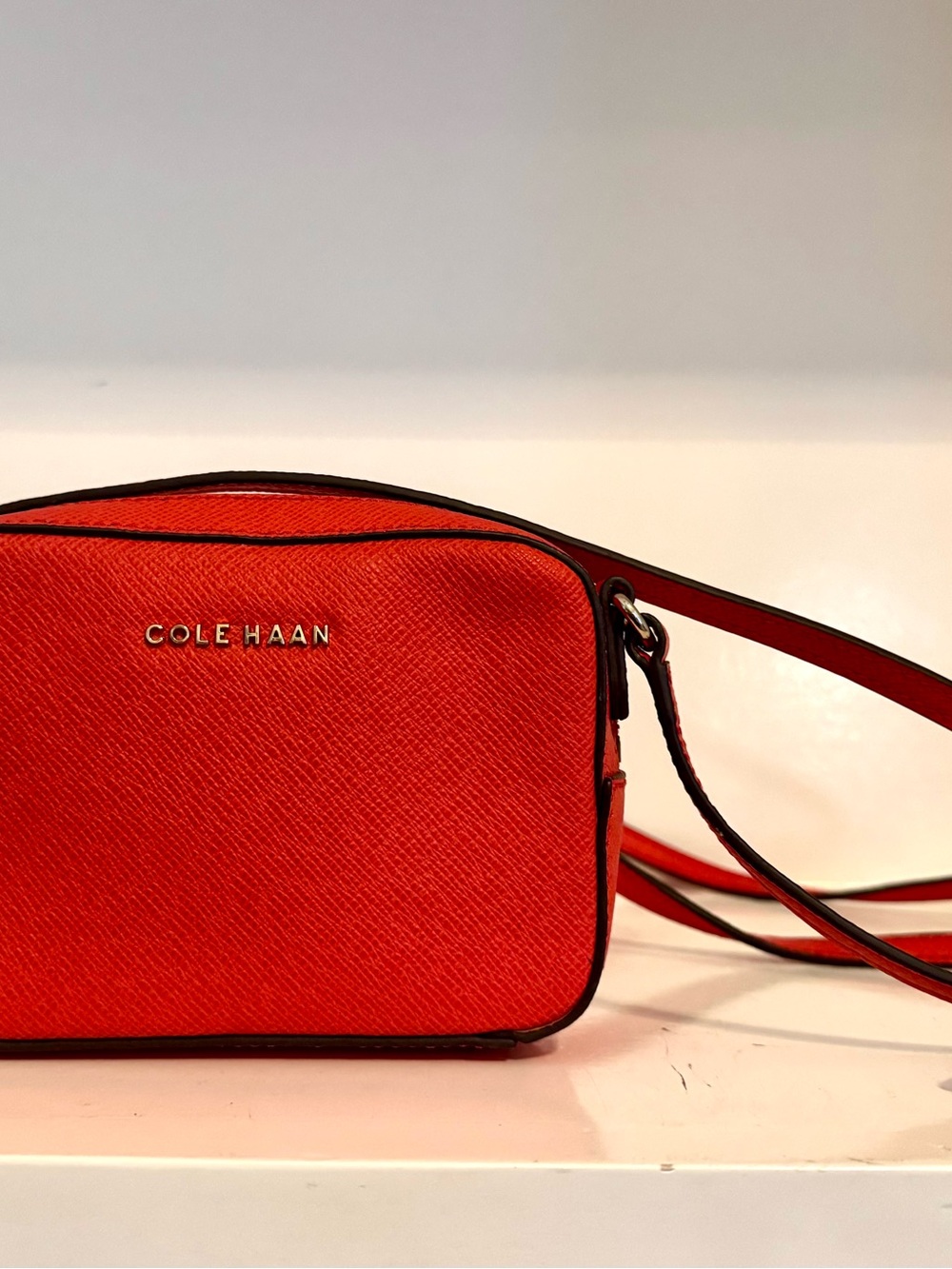 NWT Cole Haan Go-Anywhere Saffiano Leather Camera Bag - Dahlia / Orange Red